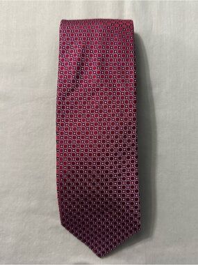 Hugo Boss Burgundy Geometric Silk Tie - Made in Italy